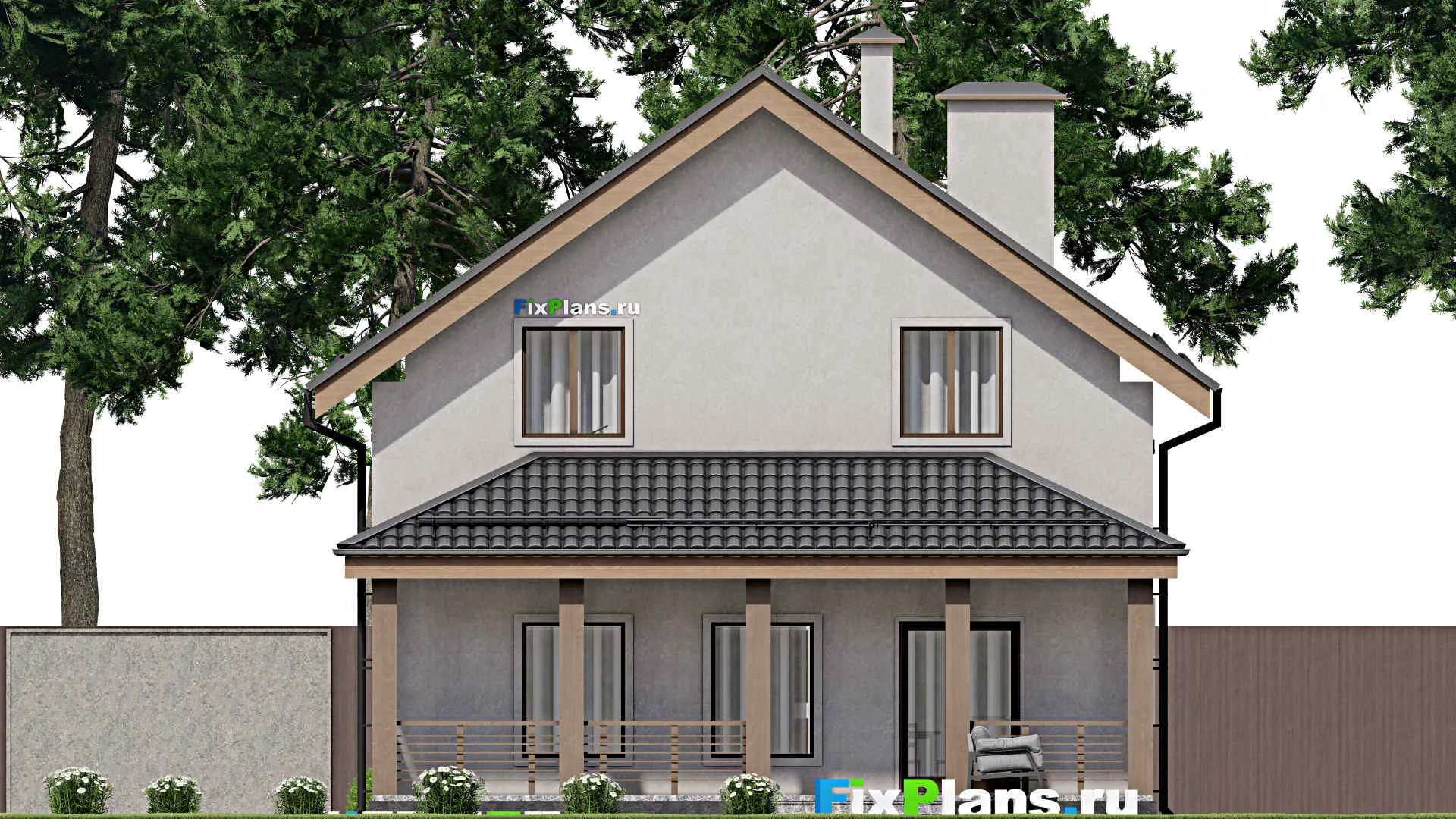 F-10088 - Проект дома с мансардой 10 на 14, площадью 190 м² с террасой и 5 спальнями