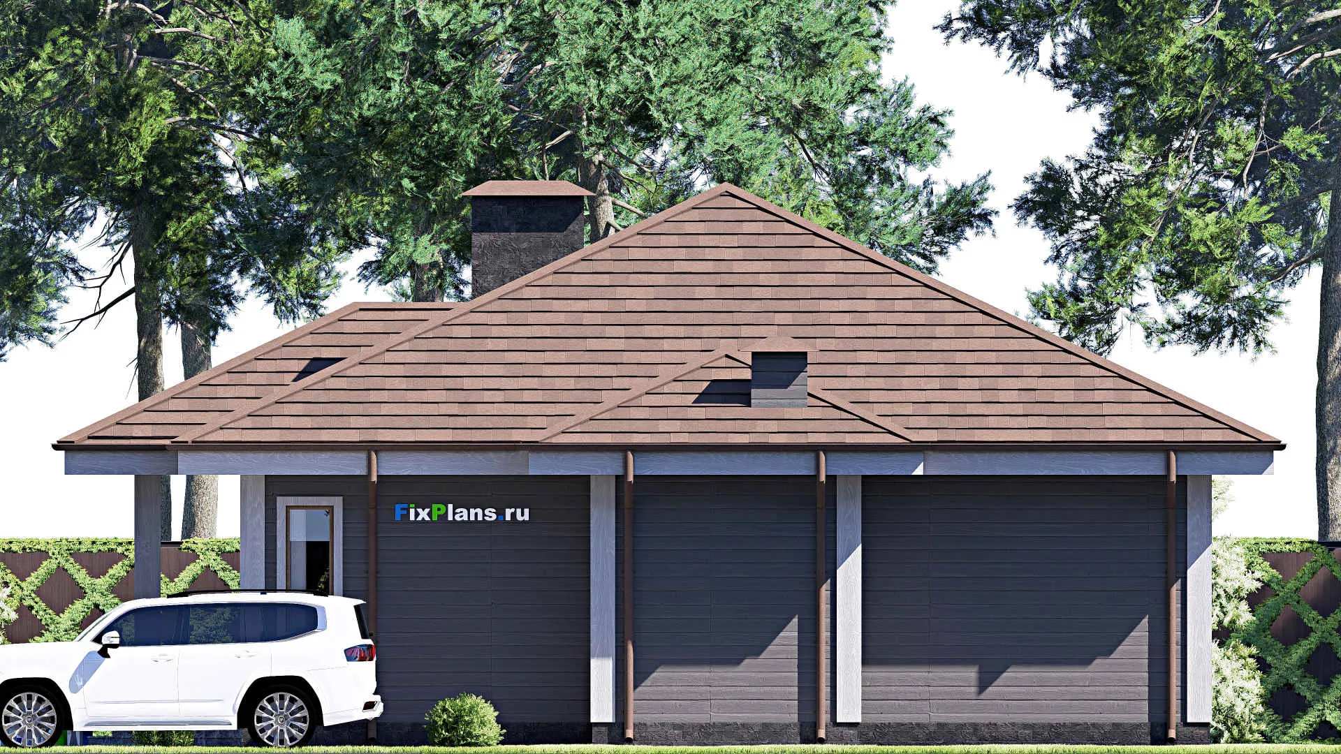 F-17027 - План одноэтажного дома 13 на 16, площадью 130 м² с 3 спальнями