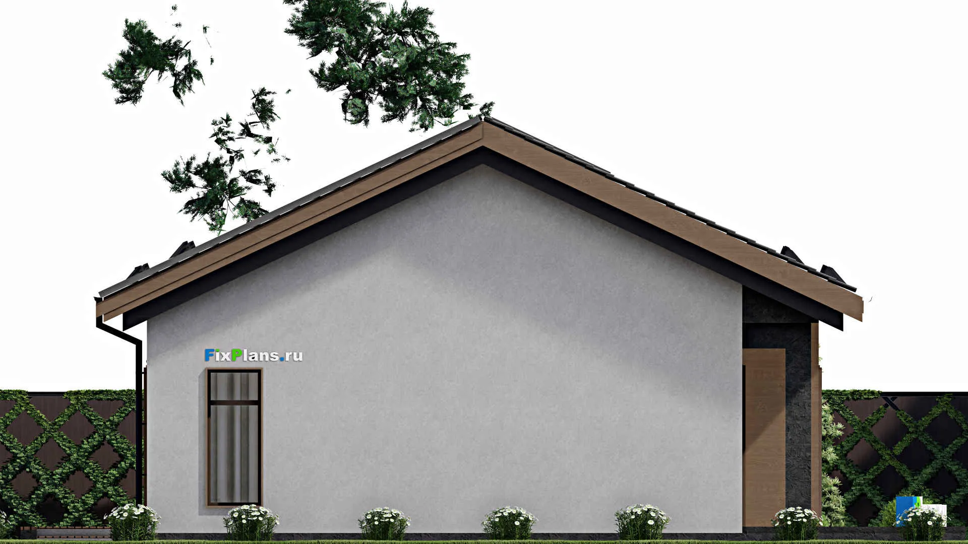 F-2492 - План одноэтажного дома 11 на 19, площадью 240 м² с террасой и 3 спальнями