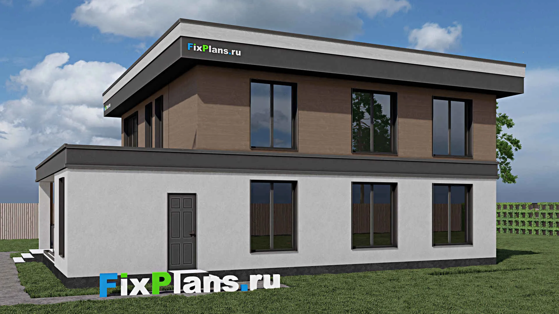 F-0791 - Проект двухэтажного дома 11 на 15, площадью 210 м² с террасой и 6 спальнями