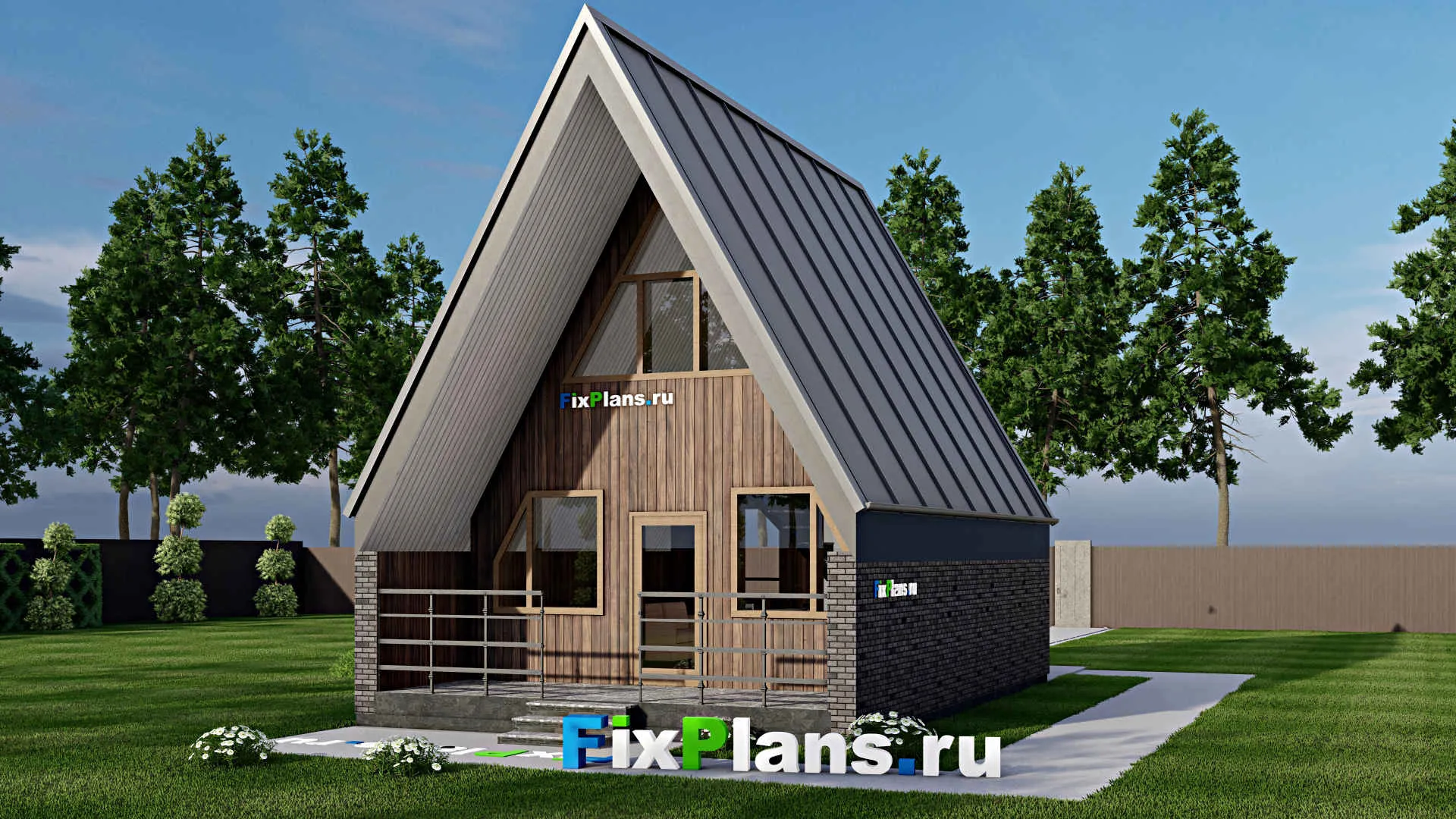 F-10475 - Проект дома с мансардой 7 на 10, площадью 70 м² с 2 спальнями