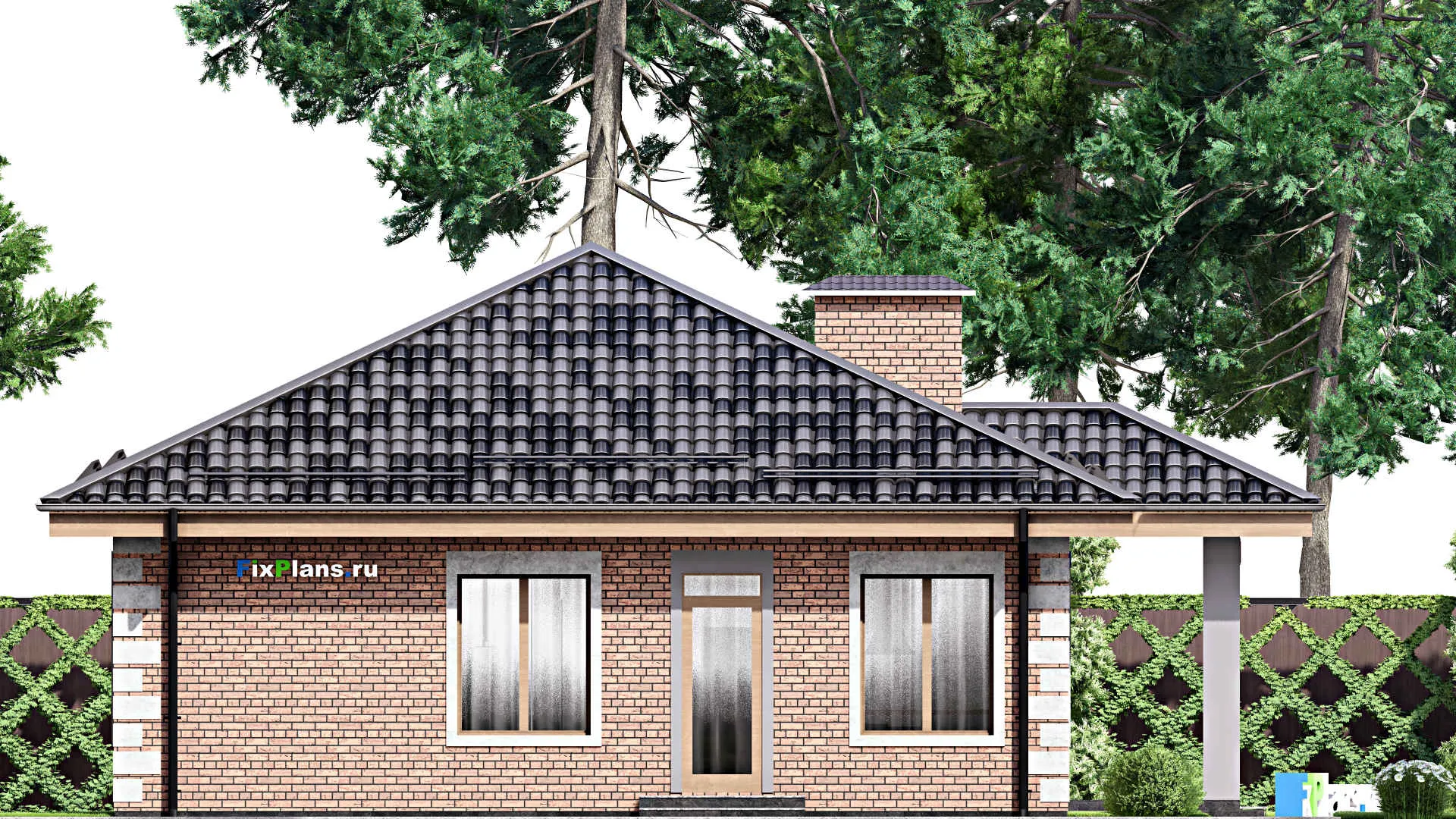 F-12842 - Проект одноэтажного дома 13 на 20, площадью 170 м² с 5 спальнями