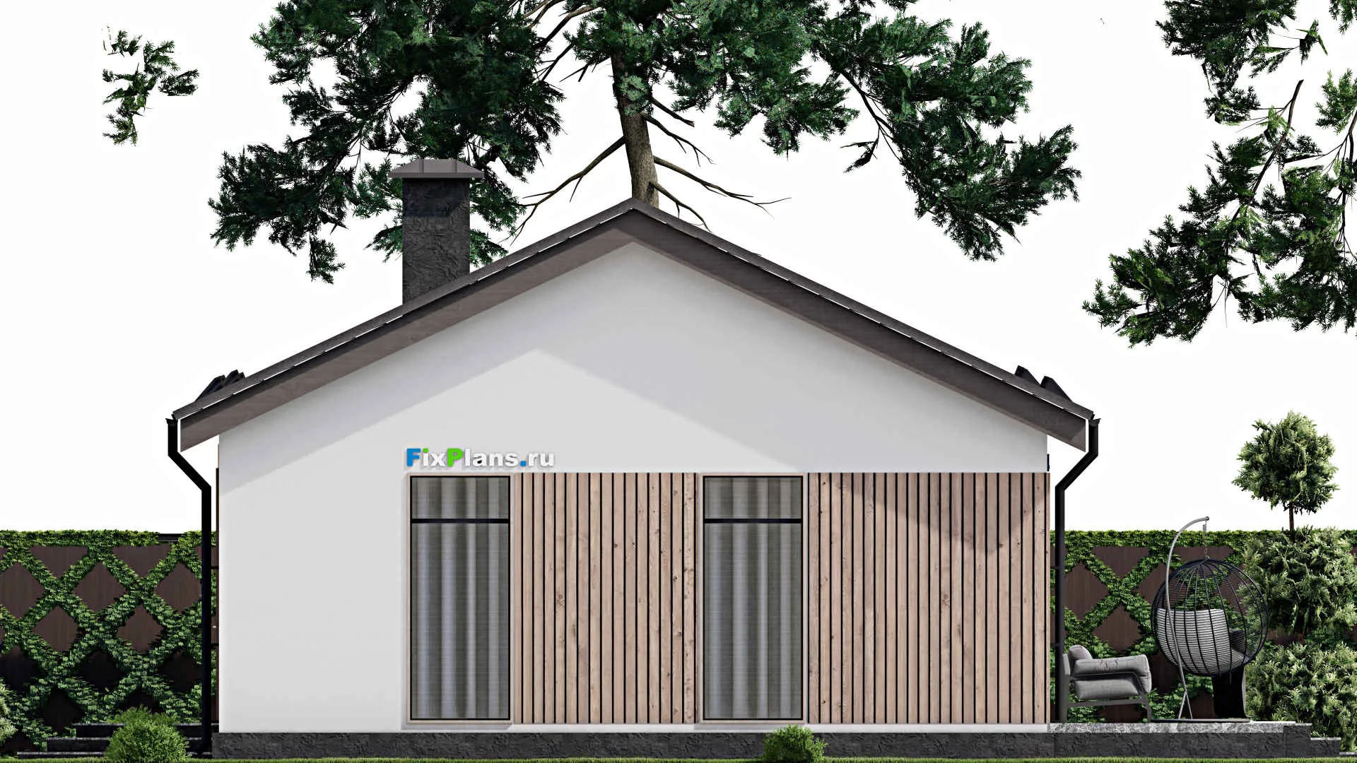 F-6038 - Проект одноэтажного дома 9 на 16, площадью 140 м² с террасой и 3 спальнями