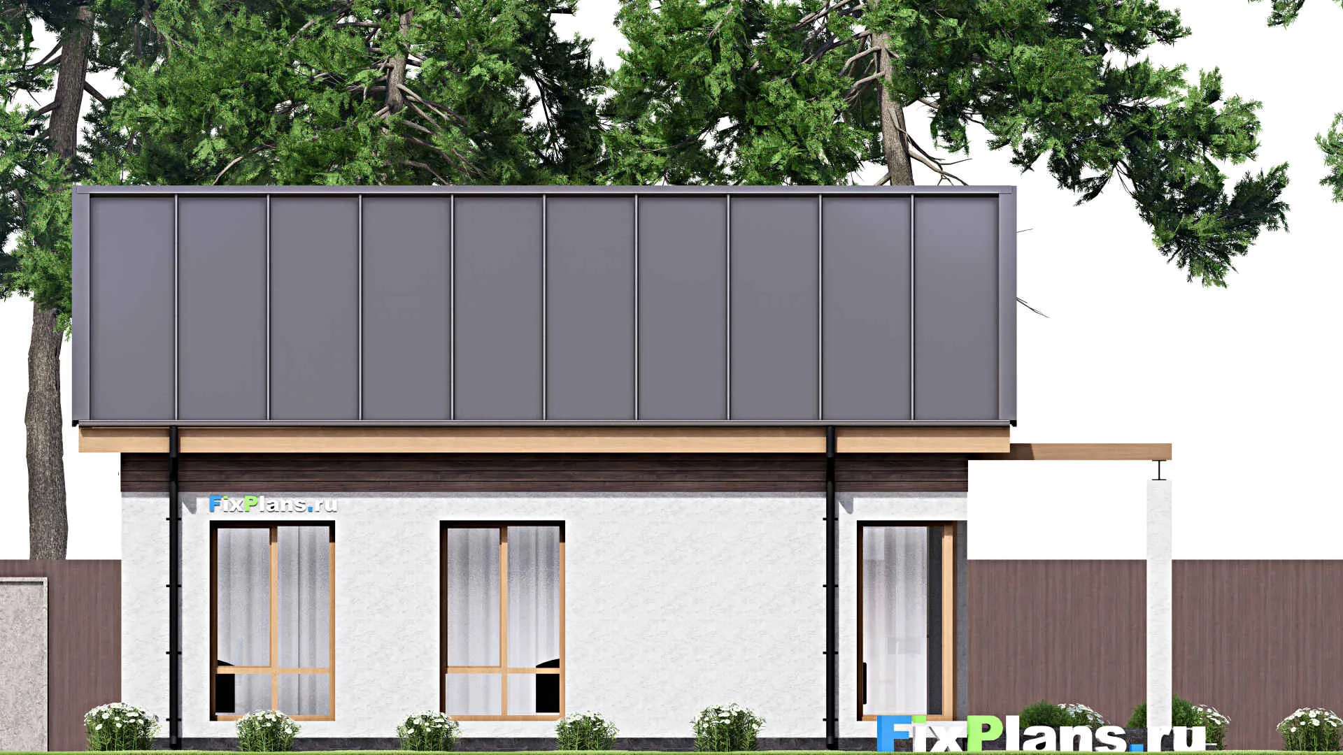 F-16010 - План одноэтажного дома 8 на 13, площадью 70 м² с террасой и 3 спальнями